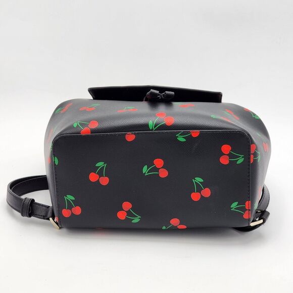 Kate Spade Lizzie Tossed Cherry Print Medium Flap Backpack - Picture 6 of 11